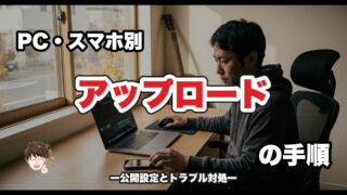 ノートパソコンとスマートフォンを並べて操作している様子